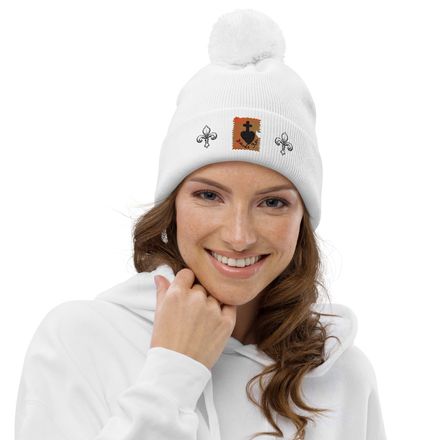 Pom-Pom Beanie, Sacré Coeur, Dieu de Roi, Vendée Chouan, sqpbrl design, Fleur de Lys