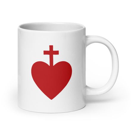   White Glossy Mug, 20oz, Sacred Heart of Jesus, 7ugqf9 design