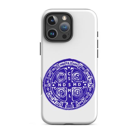 Tough Case for iPhone, St. Benedict Medal, 4ouume design, blue