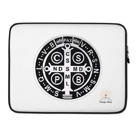 Laptop Sleeve, St. Benedict Medal, qiretu design