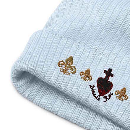 Ribbed Knit Beanie, Sacré Coeur, Dieu de Roi, Vendée Chouan, obymh4 , Fleur de Lys, wave pattern