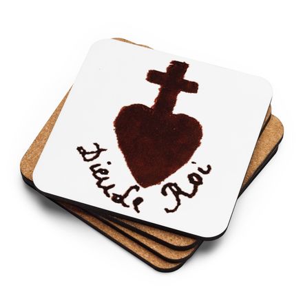 Cork-Back Coaster, Sacré Coeur, Dieu de Roi, Vendée Chouan, obymh4 design