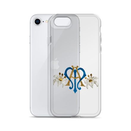 Clear Case for iPhone, Auspice Maria, Crest with side flowers, hlduri
