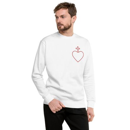 Unisex Premium Sweatshirt, Sacred Heart of Jesus, 7ugqf9 hollow design, left chest