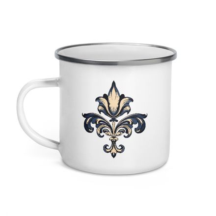 Enamel Mug, Fleur de Lys, clffhc 