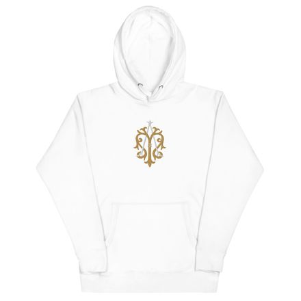 Embroidered Unisex Premium Hoodie, Auspice Maria, Crest, kgvlsx