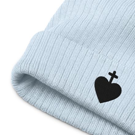 Ribbed Knit Beanie, Sacred Heart of Jesus, 7ugqf9, black