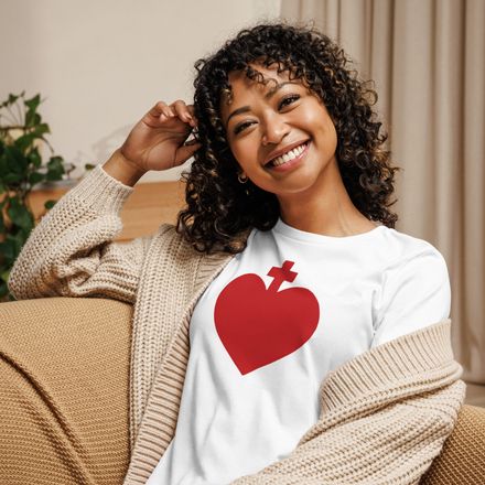 Women&#x27;s Relaxed T-Shirt, Sacred Heart of Jesus, zhw6bo design