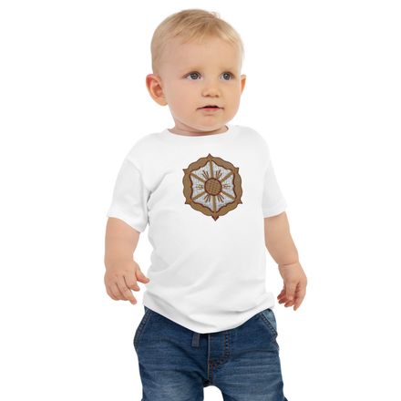 Embroidered Baby Staple Tee, Monstrance with Golden Pattern, eneyoj