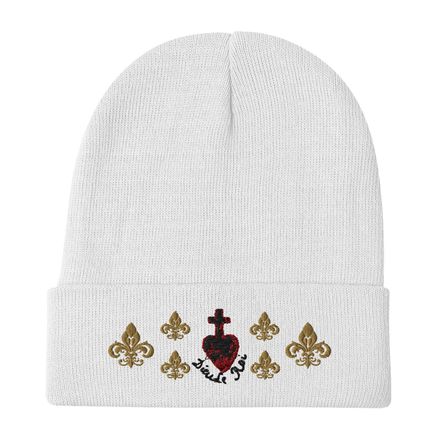 Knit Beanie, Sacré Coeur, Dieu de Roi, Vendée Chouan, obymh4 design, Fleur de Lys, tri-pattern