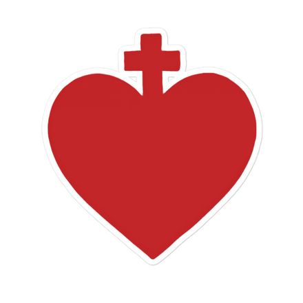 Sticker 5.5x5.5, Sacred Heart of Jesus, zhw6bo design 