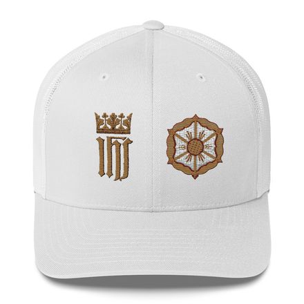 Retro Trucker Hat, IHS with Crown And Monstrance, lwaktc