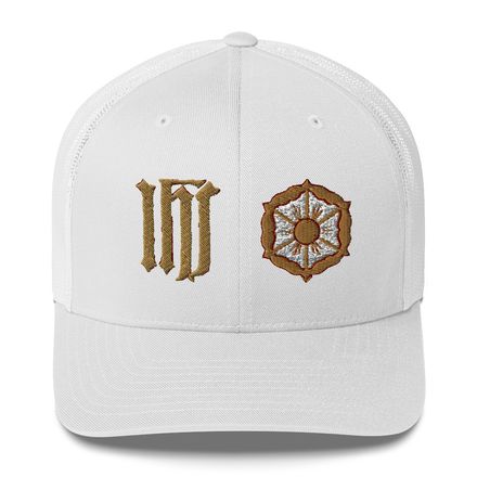 Retro Trucker Hat, IHS with Monstrance, ehrclq