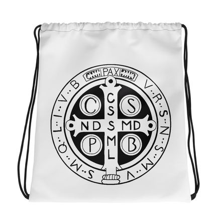 Drawstring Bag, St. Benedict Medal, jl2qob design