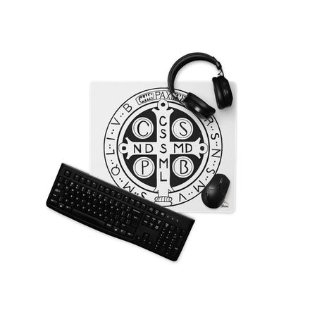 Gaming Mouse Pad, 18x16, St. Benedict Medal, jl2qob design