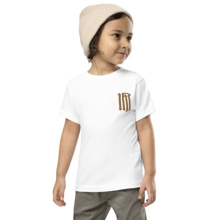Embroidered Toddler Staple Tee, IHS, Golden Pattern, gedziz, left chest