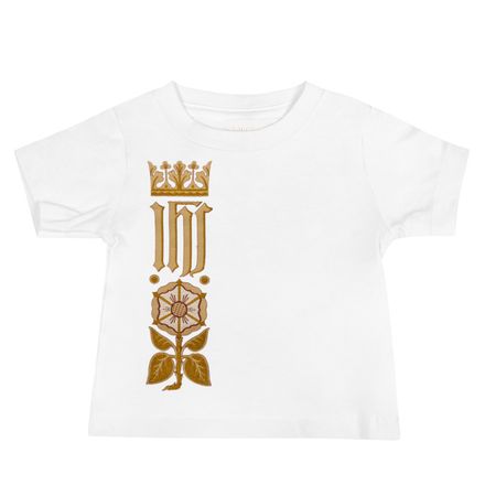 Baby Staple Tee, IHS Stripe With Crown and Monstrance, vw6yal, right chest