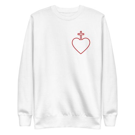 Embroidered Unisex Premium Sweatshirt, Sacred Heart of Jesus, 7ugqf9 hollow design