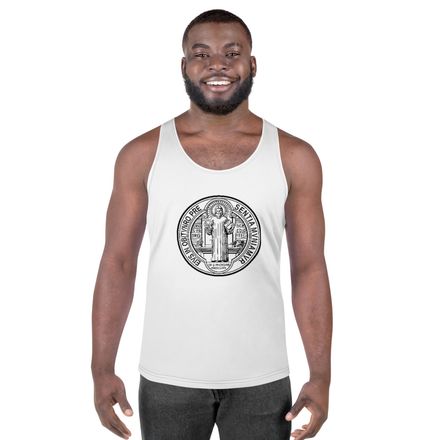 Men&#x27;s Tank Top, St. Benedict Medal, filt5a design, centre chest, back print