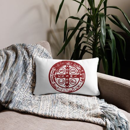 Pillow case 12x20, St. Benedict Medal, oih8m5 design, red
