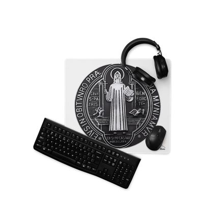 Gaming Mouse Pad, 18x16, St. Benedict Medal, ej0ojq design