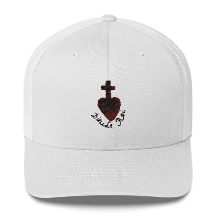 Retro Trucker Hat, Sacré Coeur, Dieu de Roi, Vendée Chouan, obymh4 design