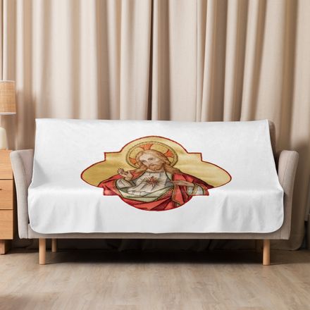 Sublimated Sherpa Blanket, Sacred Heart of Jesus, eq75pu design 