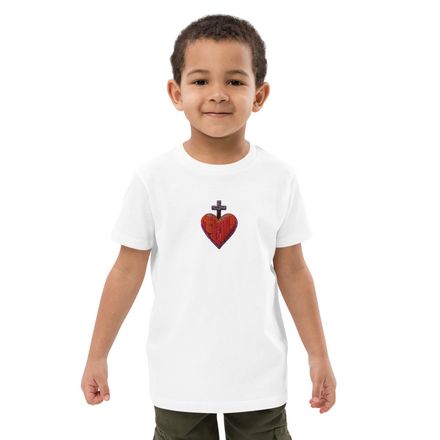 Embroidered Organic Cotton Kids T-Shirt, Sacred Heart of Jesus, 9i93k9 design