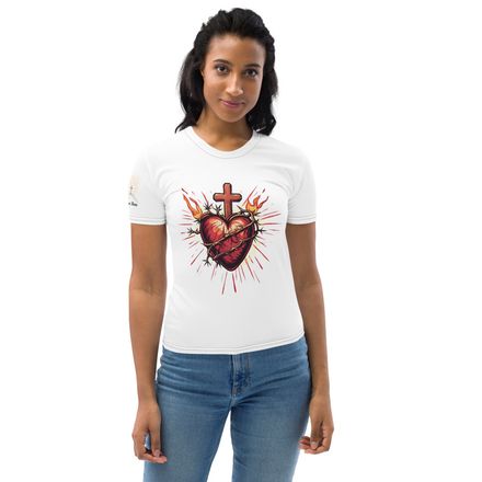 Women&#x27;s Crew Neck T-Shirt, Sacred Heart of Jesus, uetiyj design