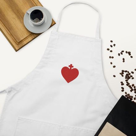 Embroidered Apron, Sacred Heart of Jesus, zhw6bo design 