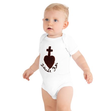 Baby Short Sleeve One Piece , Sacré Coeur, Dieu de Roi, Vendée Chouan, obymh4 design