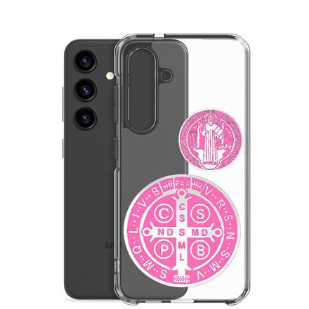 Clear Case for Samsung, St. Benedict Medal, idjfae design, pink