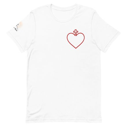 Unisex Staple T-Shirt, Sacred Heart of Jesus, zhw6bo hollow design, left chest