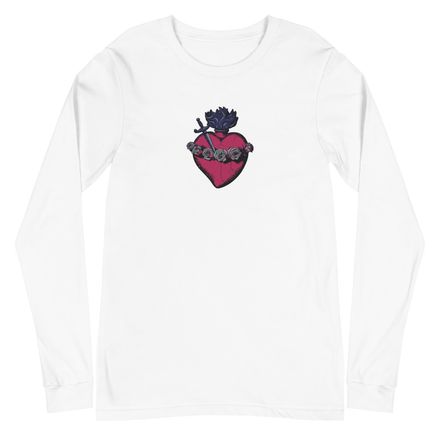 Embroidered Unisex Long Sleeve Tee, Immaculate Heart Of Mary, g6e1do design