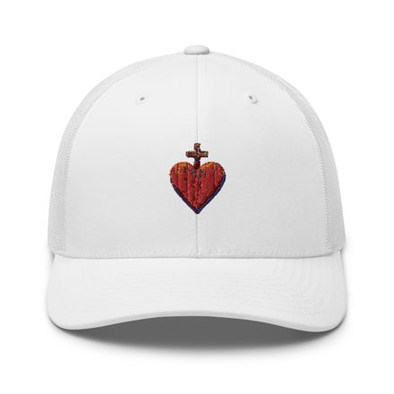 Retro Trucker Hat, Sacred Heart of Jesus, 9i93k9 design 