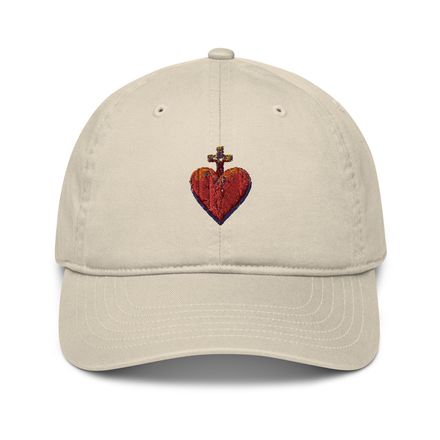 Organic Baseball Cap, Sacred Heart of Jesus, 9i93k9 design 