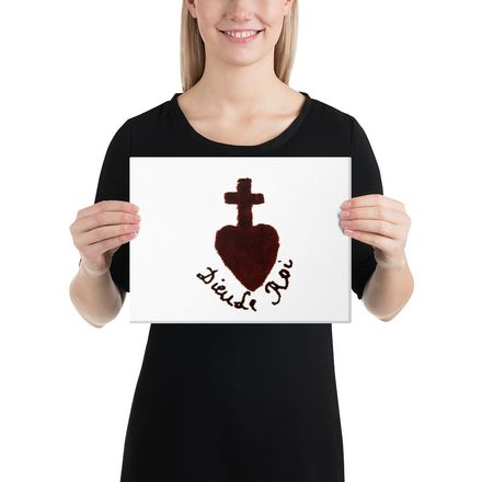 Canvas Print, 12x9, Sacré Coeur, Dieu de Roi, Vendée Chouan, obymh4 design