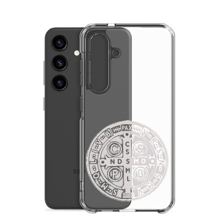 Clear Case for Samsung, St. Benedict Medal, 4ouume design, white