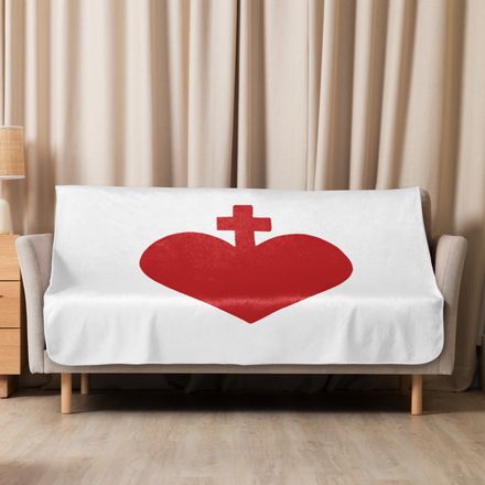 Sublimated Sherpa Blanket, Sacred Heart of Jesus, zhw6bo design 