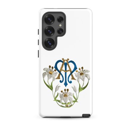 Tough Case for Samsung, Auspice Maria, Crest with flowers, qfko6t