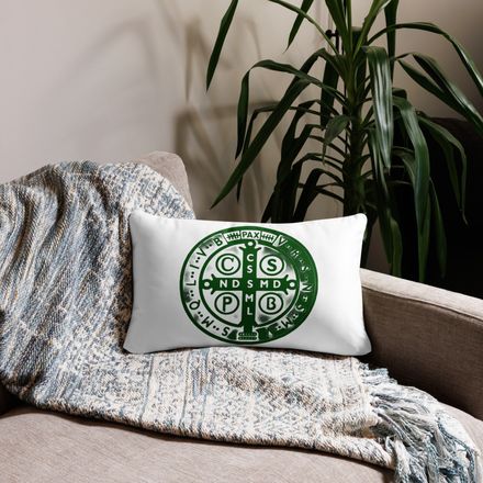 Pillow case 20x12, St. Benedict Medal, oih8m5 design, green