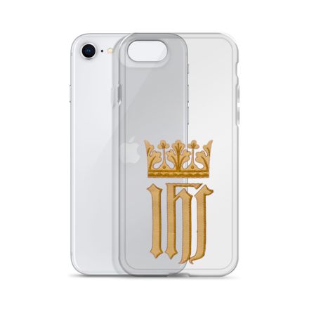 Clear Case for iPhone, IHS with Crown, Golden Pattern, nlxdo1