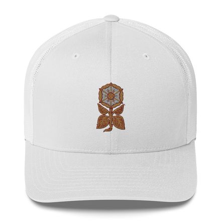 Retro Trucker Hat, Monstrance Tree with Golden Pattern, 7rmavy