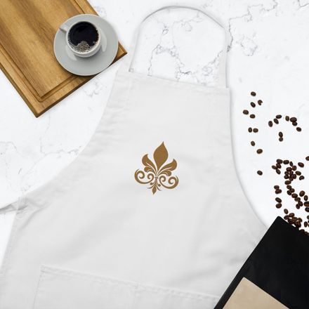 Embroidered Apron, Fleur de Lys, q4x75x