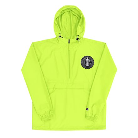 Embroidered Champion Packable Jacket, St. Benedict Medal, ej0ojq design