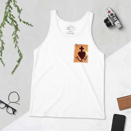 Staple Tank Top, Sacré Coeur, Dieu de Roi, Vendée Chouan, sqpbrl design, left chest