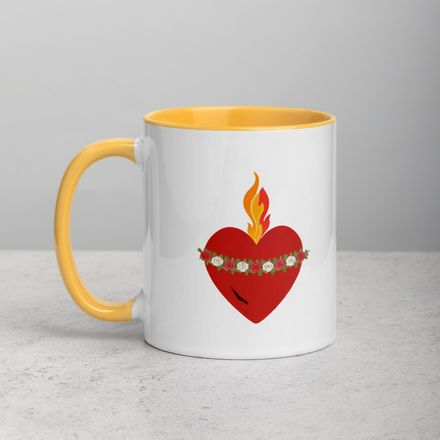 White Ceramic Mug with Color Inside, 11oz &amp; 15oz, Immaculate Heart Of Mary, ruzlxj design