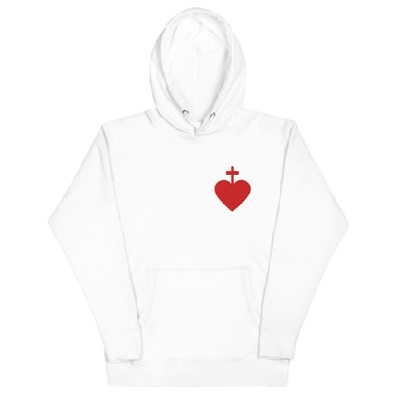 Embroidered Unisex Premium Hoodie, Sacred Heart of Jesus, 7ugqf9 design, left chest