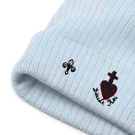 Ribbed Knit Beanie, Sacré Coeur, Dieu de Roi, Vendée Chouan, obymh4 design, small Fleur de Lys