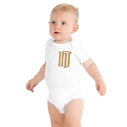 Baby Short Sleeve One Piece, IHS, Golden Pattern, gedziz, left chest